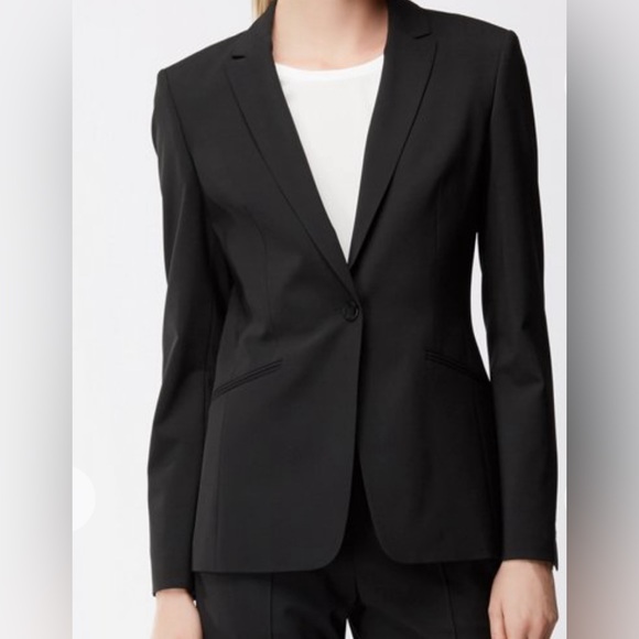 HUGO BOSS WOOL BLAZER WOMEN SIZE UNKNOW BLACK CURVED LAPELS - Picture 2 of 14